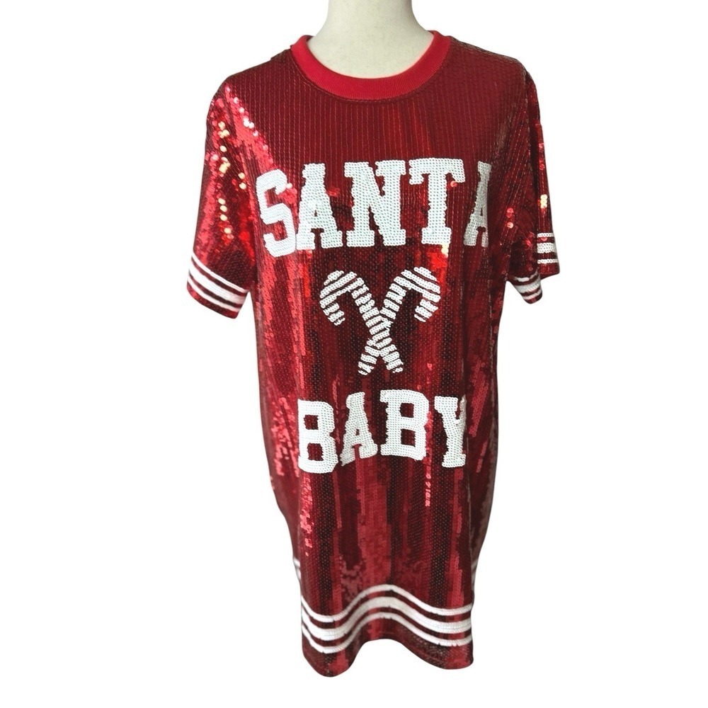 Simply Southern Red Santa Baby Sequin Dress Size S/M Christmas Holiday Party - Picture 6 of 10